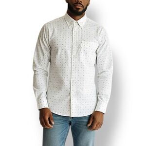 4/$20 Vintage Jandy Place by Bardon Button Down Shirt 16 34/35 Cream Geometric